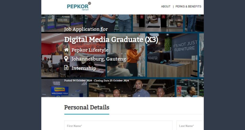 South Africa 3x Pepkor Digital Media Internships 2024-2025